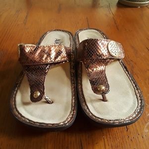 Alegria copper and gold sandals